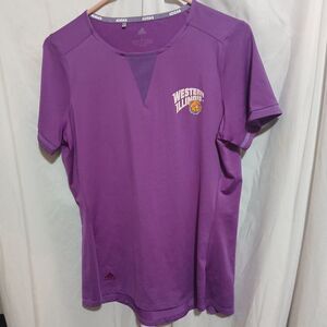 Adidas Shirt Womans Size L Western Illinois   Dri Fit Material Purple